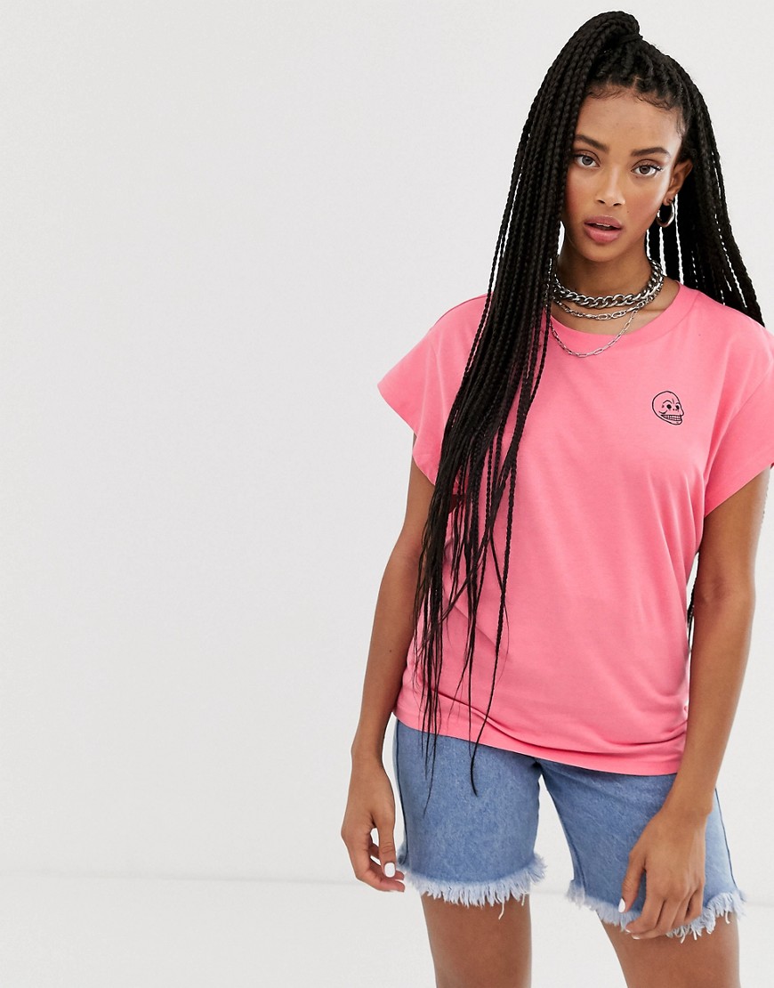 Skærm T-shirt med lille kranielogo fra Cheap Monday-Pink