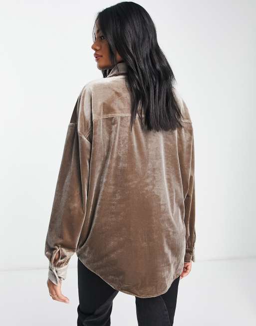 Skylar Rose – 3-częściowy welurowy zestaw oversize z koszulą, 2 z 4