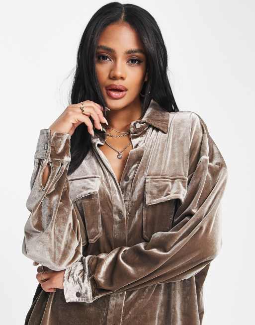 Skylar Rose – 3-częściowy welurowy zestaw oversize z koszulą, 3 z 4