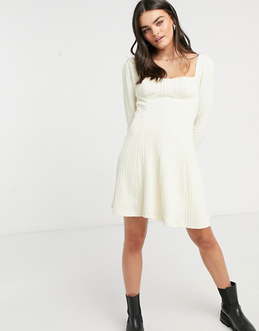 Skylar Rose cable knitted skater dress with square neck