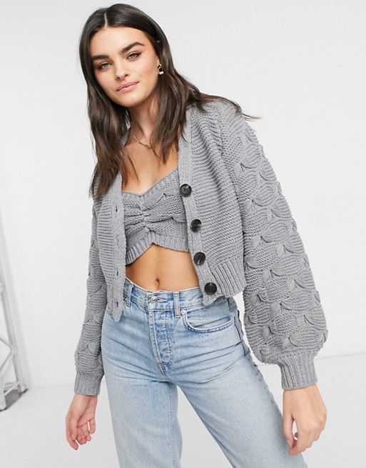 Skylar Rose cropped cardigan in textured knit co-ord