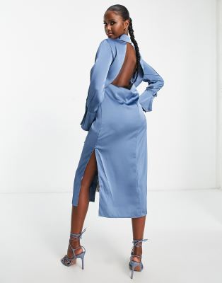 Skylar Ruched Dress- Blue