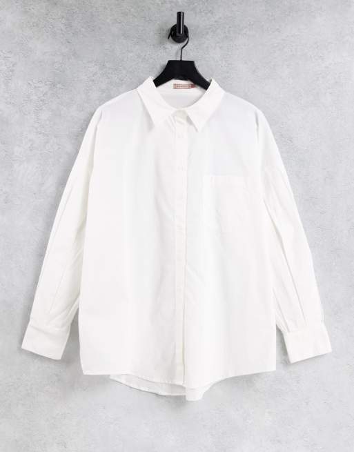 Skylar Rose - Oversized overhemd met pofmouwen in wit