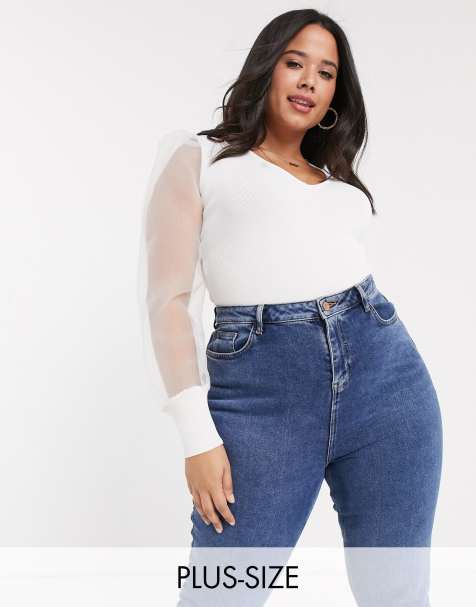 Skylar Rose Plus – Body mit transparenten Organza-Ärmeln