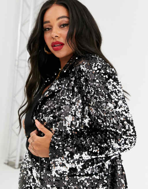 Longline sales sequin blazer