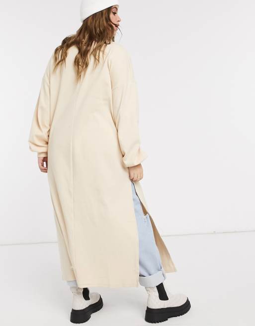 Skylar Rose Plus - Maxi-cardigan i cremefarvet strik, 2 af 4