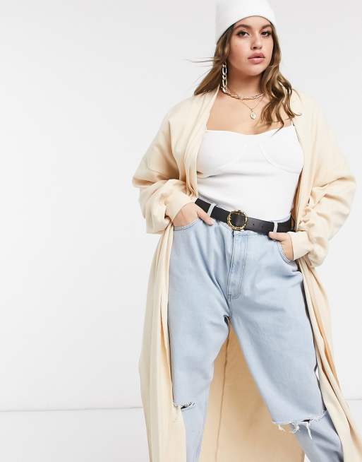 Skylar Rose Plus - Maxi-cardigan i cremefarvet strik, 4 af 4