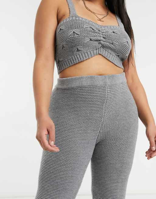 Skylar Rose Plus - Pantaloni con fondo ampio in maglia testurizzata in coordinato, 3 di 4