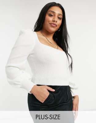 white square neck sweater