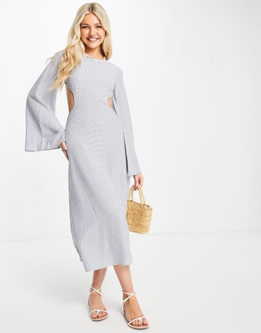 Skylar Rose - Robe mi-longue à carreaux vichy avec dos ouvert lacé - Bleu