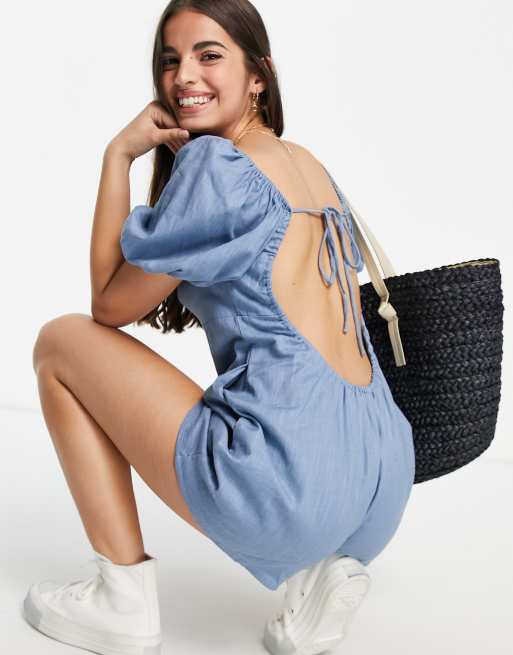 Skylar Rose - Rygløs playsuit med hjerteformet hals