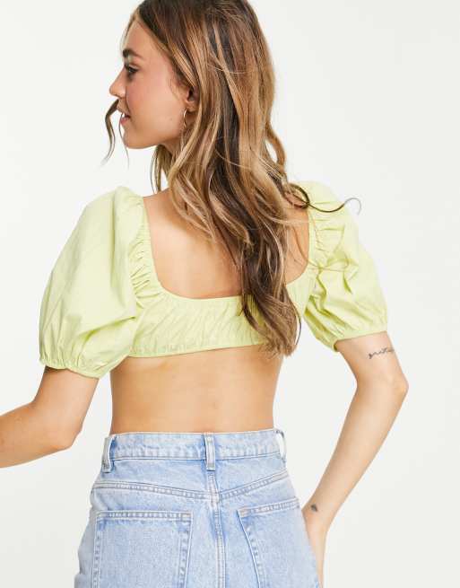 Skylar Rose ultra milk maid crop top in washed lime, 2 of 4