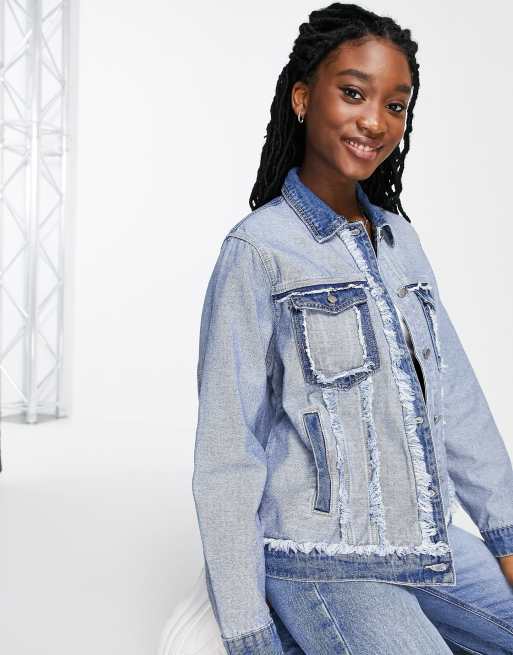 Skylar Rose - Veste oversize en jean effet vieilli