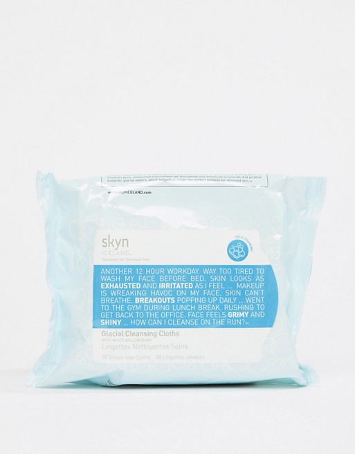 Skyn ICELAND Glacial Biodegradable Cleansing Cloths (30 cleansing wipes)