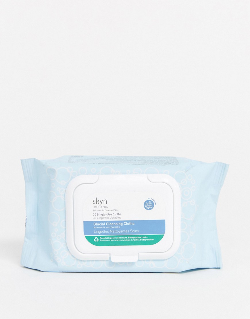 Skyn ICELAND Glacial Biodegradable Cleansing Cloths (30 cleansing wipes)-No Colour
