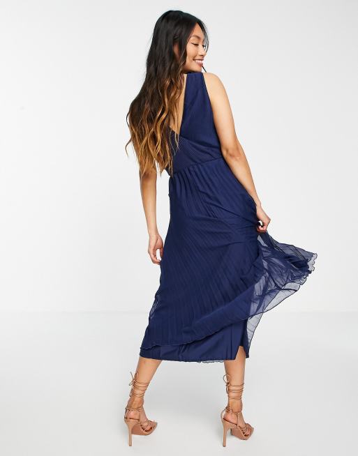 Slå-om midikjole med snøretalje og plisseret skørt fra ASOS DESIGN, 2 af 4
