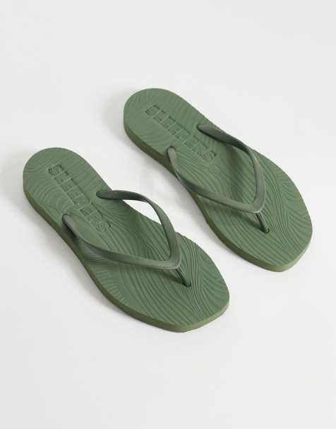 Sleepers – Schmal zulaufende Zehenstegsandalen in Grün - view 1