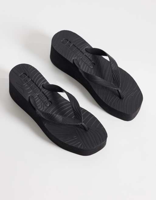 SLEEPERS – Svarta flip flops med hög platåsula, 4 av 4