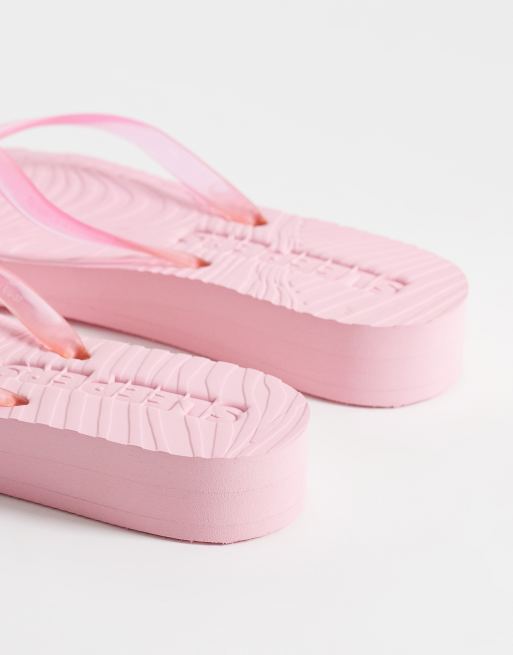 Sleepers Tapered Platform thongs in pink sorbet transparent, 3 of 4