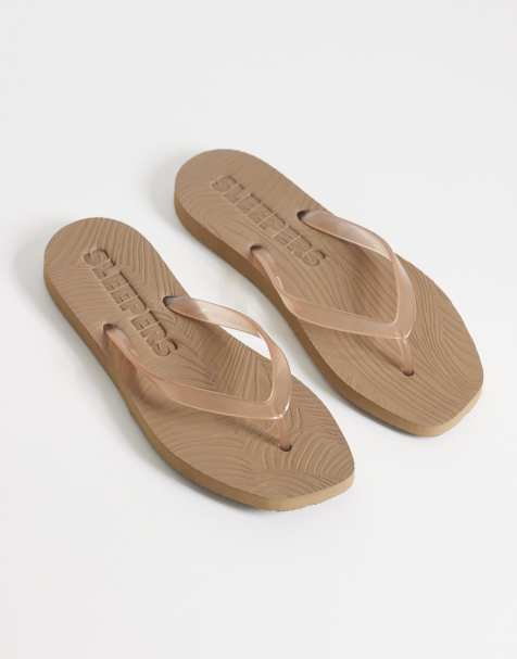 SLEEPERS Tapered thongs in sand transparent - view 1