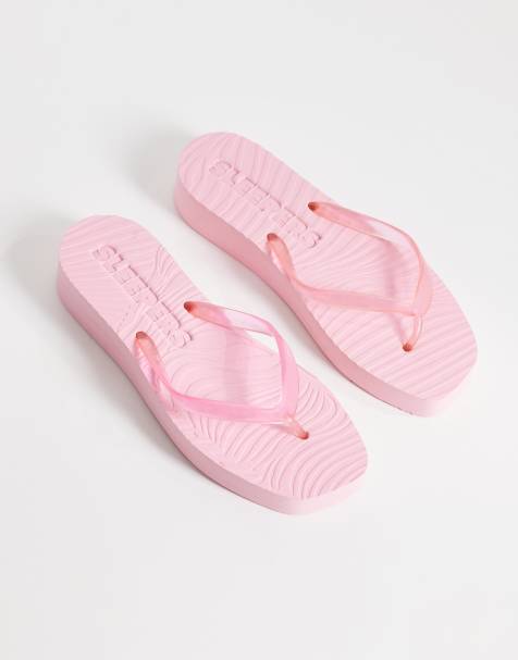 SLEEPERS - Toelopende teenslippers met plateauzool in roze sorbet transparant - view 1