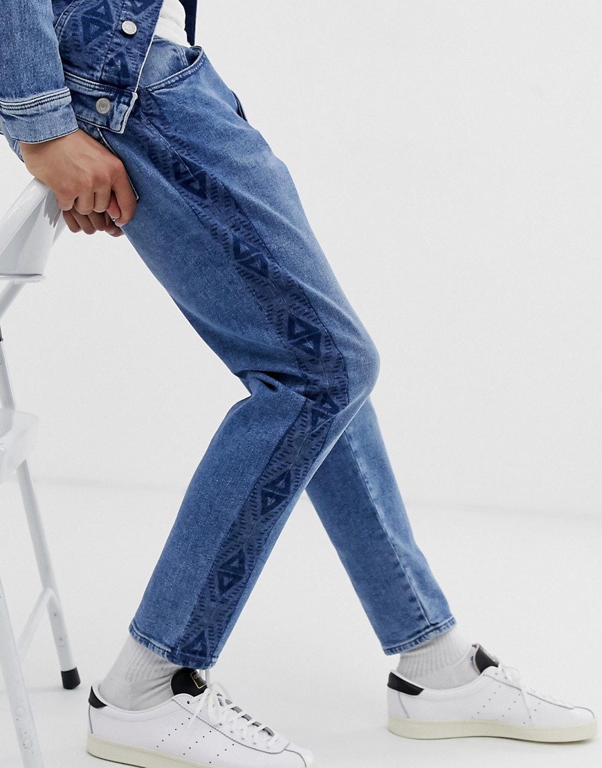 Slimfit-jeans med print på sidenfra Jack & Jones Originals-Blå
