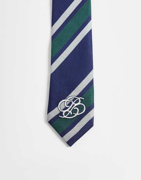 Slips med striber og logo i navy og grøn - view 1