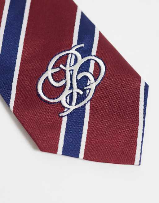 Slips med stribet logo i navy og rød, 2 af 3