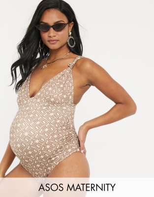 фото Слитный купальник с геометричным принтом asos design maternity-мульти asos maternity