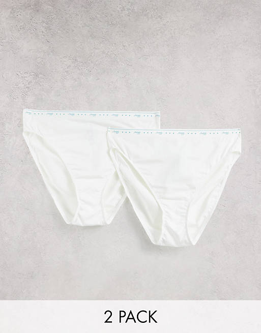 Sloggi 24/7 tai brief 2 pack with logo waistband in white