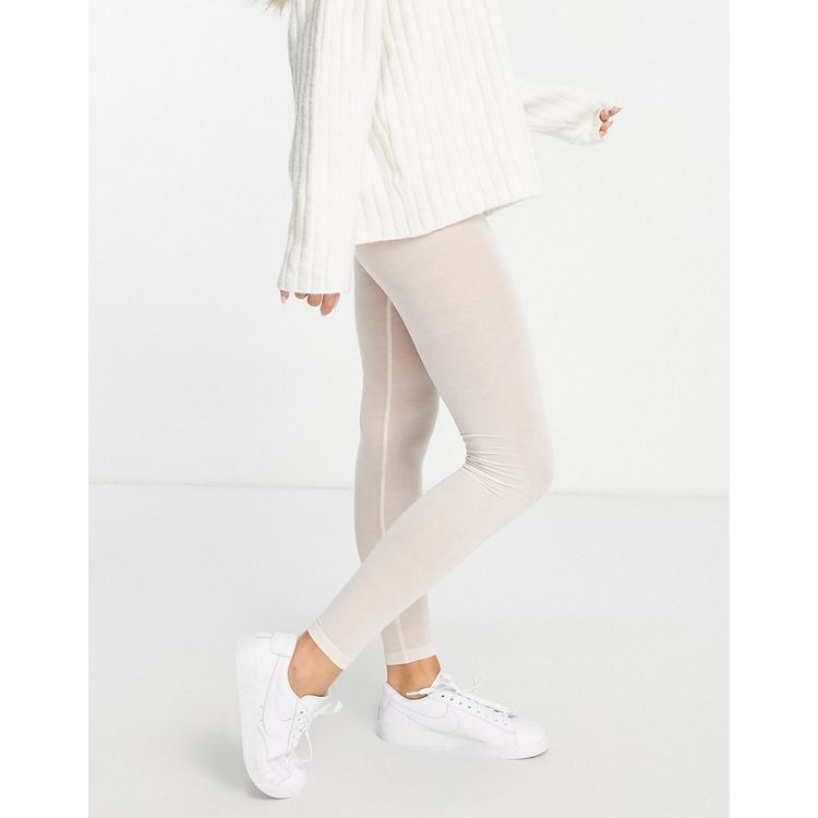 HANRO Cream wool and silk-blend leggings