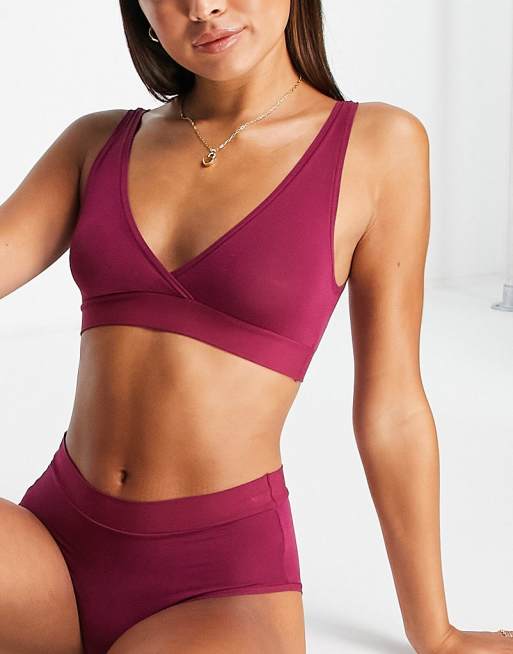 Sloggi Go Allround modal triangle bralette in dark wine