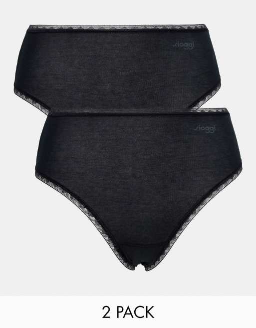 Sloggi - Go - Confezione da 2 slip a vita extra alta in misto cotone neri