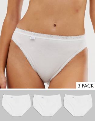 Sloggi Tai high leg cotton 3-pack briefs in white