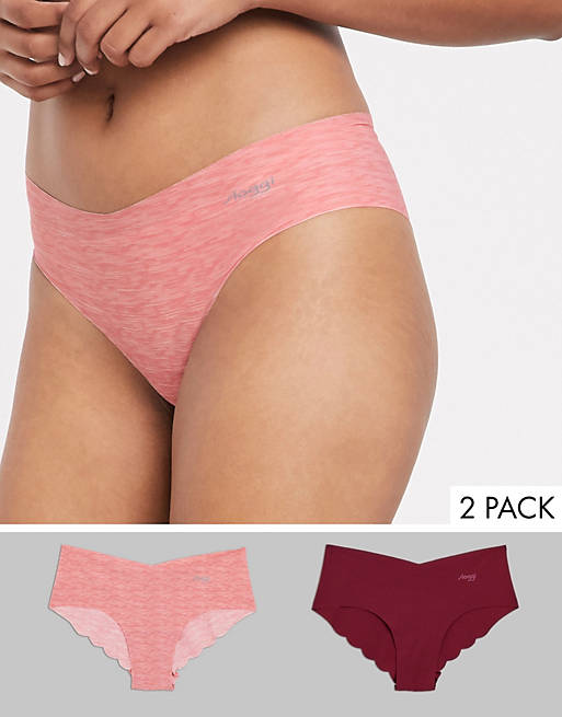 Details about   Sloggi Zero Feel Microfibre 2 Pack Hipstring Brief 10184928 Womens Knickers 