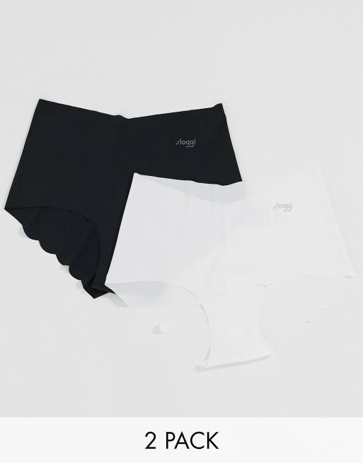 Sloggi – Zero – Svarta shorts-trosor i mikrofiber med vågig kant, 2-pack