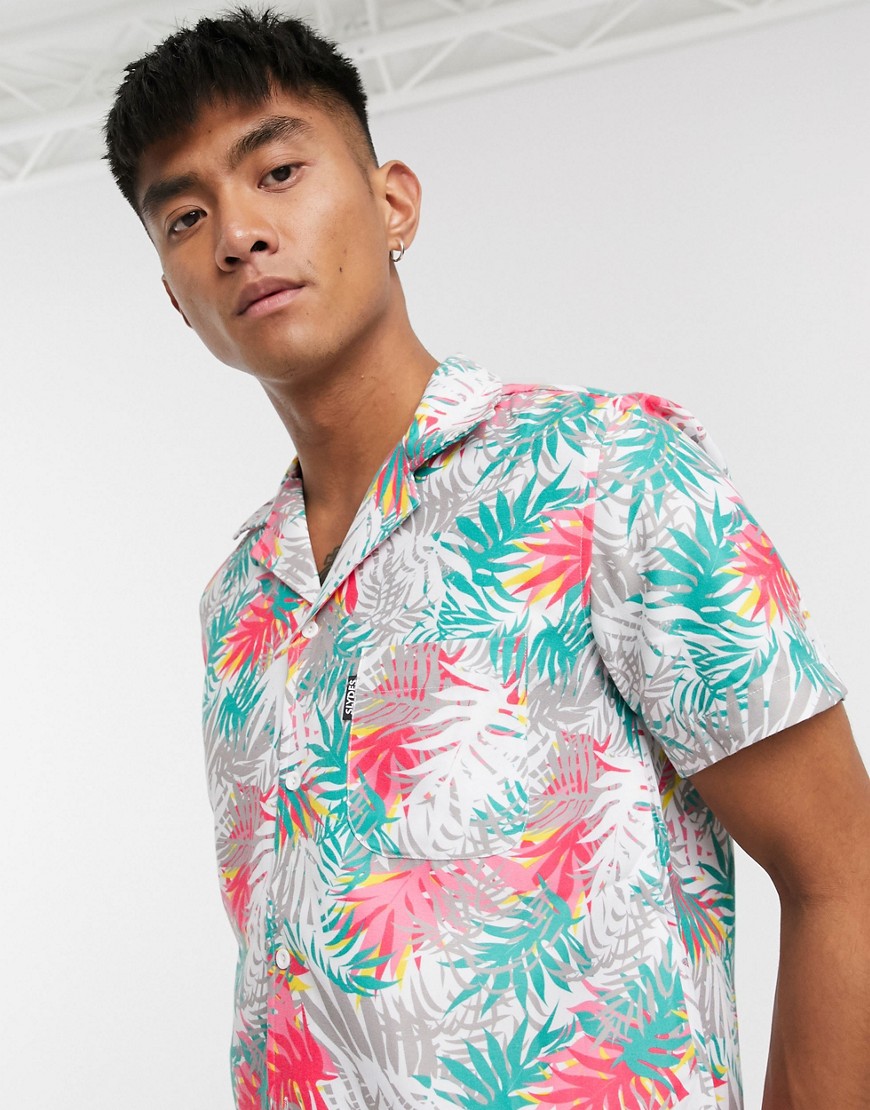 Slydes palm print beach shirt-Multi