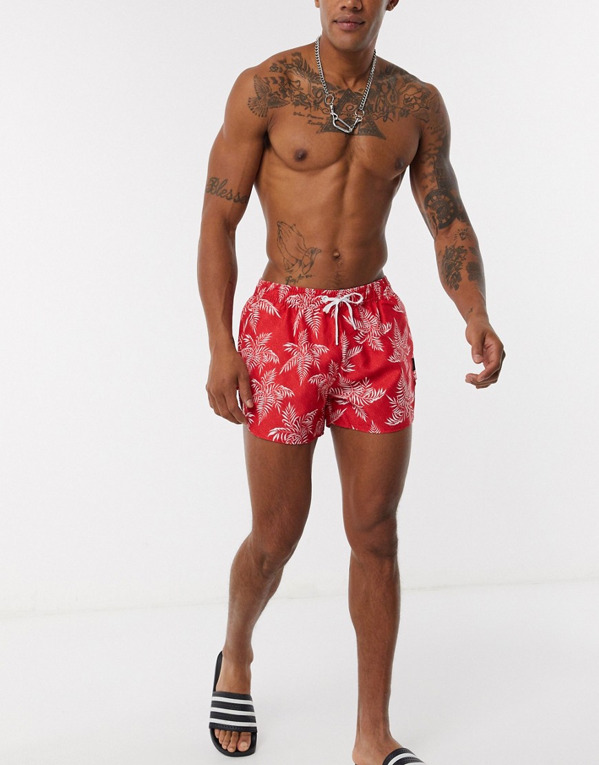 Slydes palm print swim shorts in red
