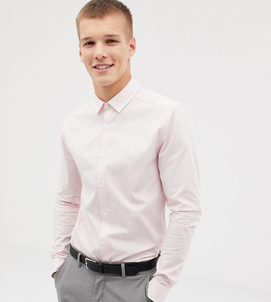 Smal skjorte med kravedetalje fra ASOS DESIGN Tall-Pink