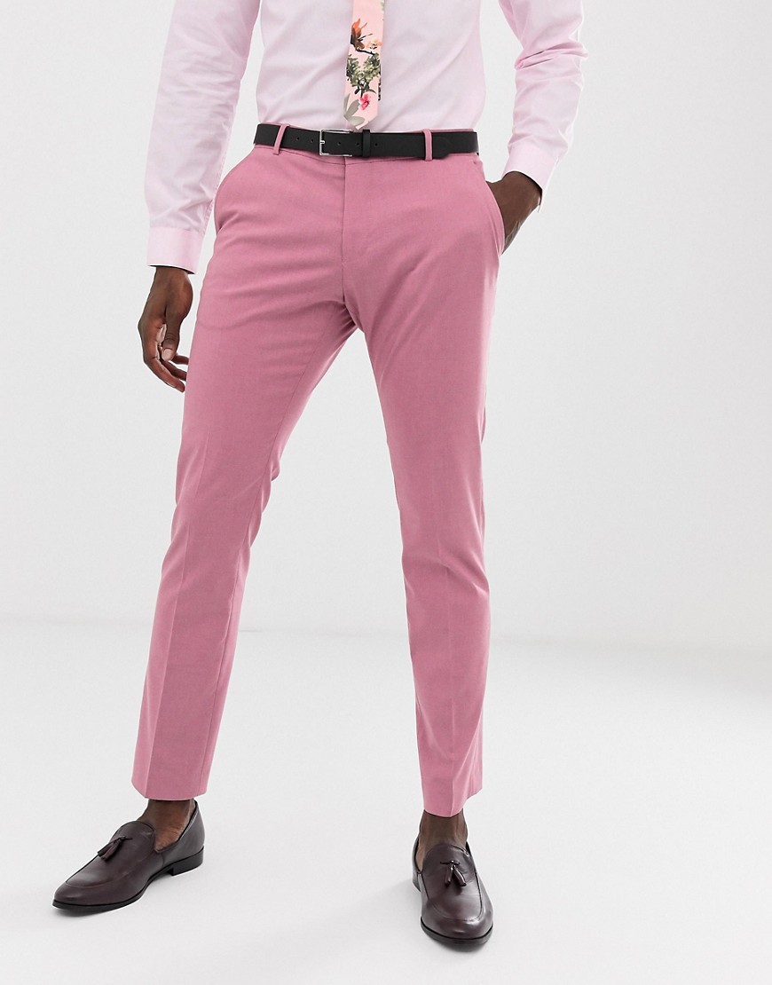 Smalle lyserøde habitbukser fra Selected Homme-Pink