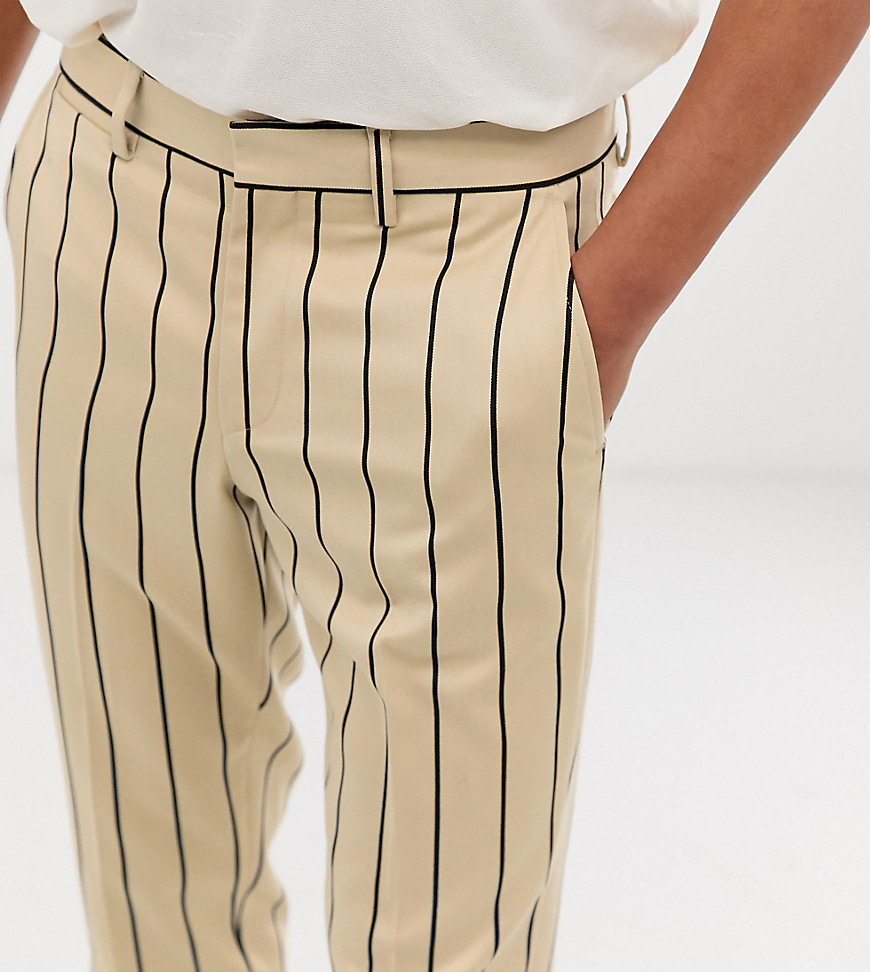 Smarte stenfarvede skinny bukser med nålstribe-print fra Heart & Dagger-Stenfarvet