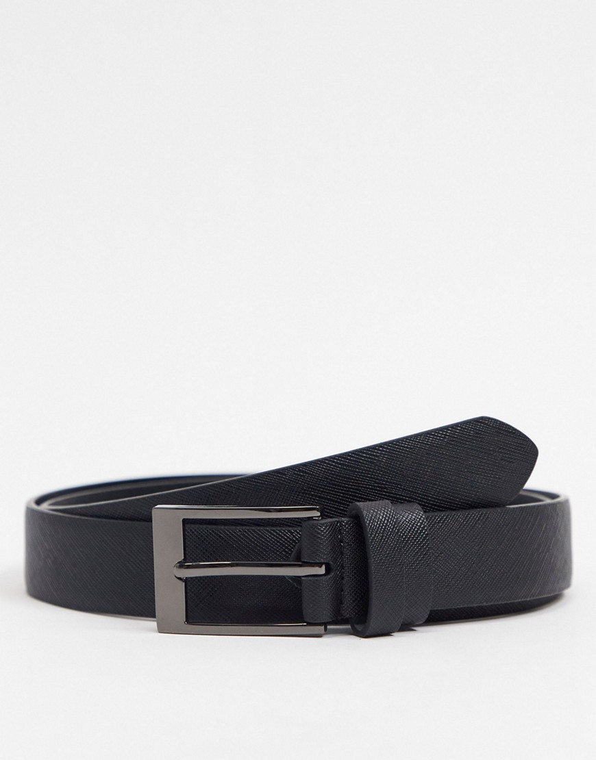 Smith & Canova belt with gunmetal buckle-Black