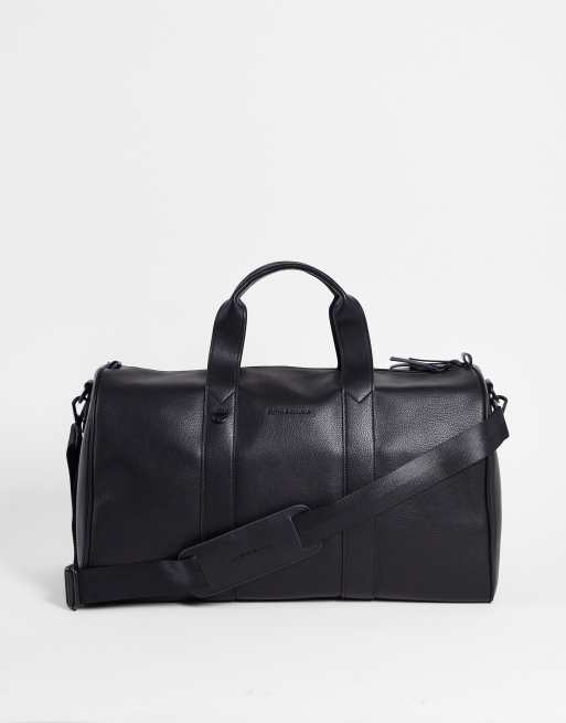 Smith & Canova - Borsone in pelle nera con manico a spalla