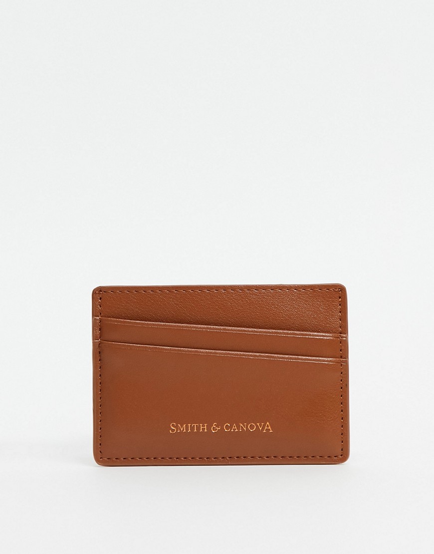 Smith & Canova diagonal card holder in tan-Brown
