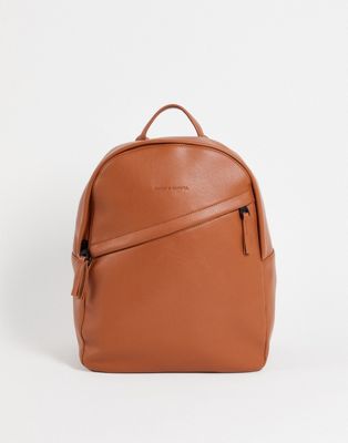 Smith & Canova diagonal zip backpack in tan