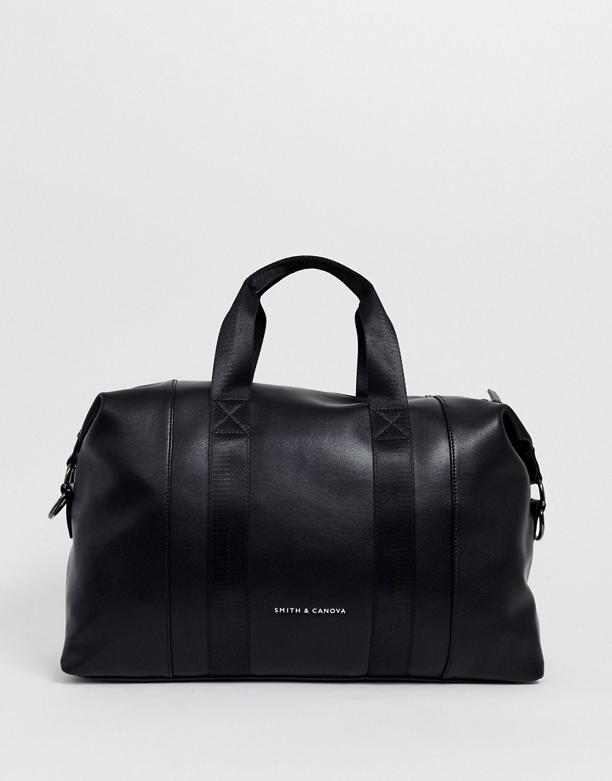 Smith & Canova leather holdall in black