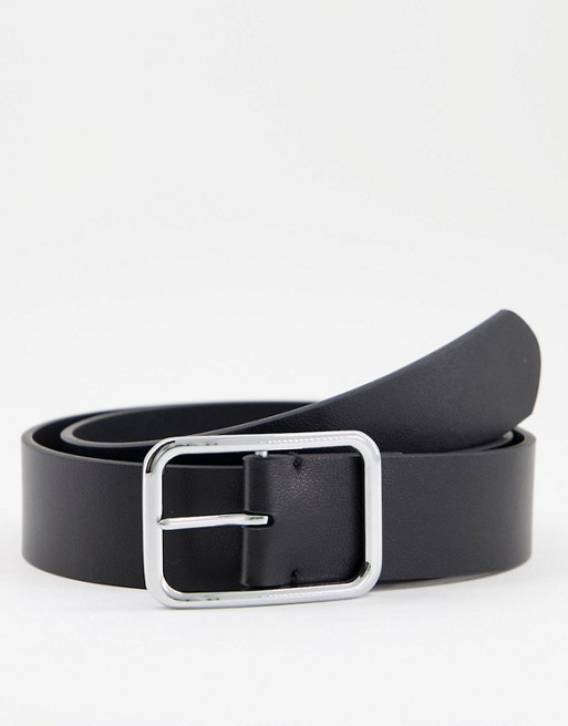 Smith & Canova leather jeans belt in black