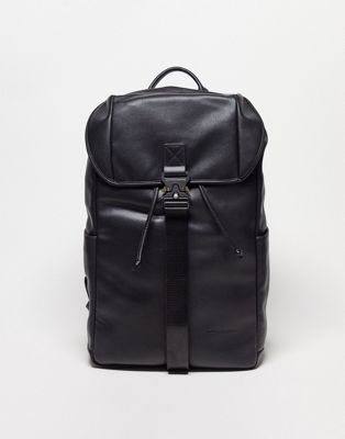 Smith & Canova leather large clip backpack in black - ASOS Price Checker