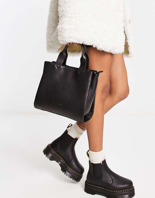 Smith & Canova leather top handle tote bag in black ASOS