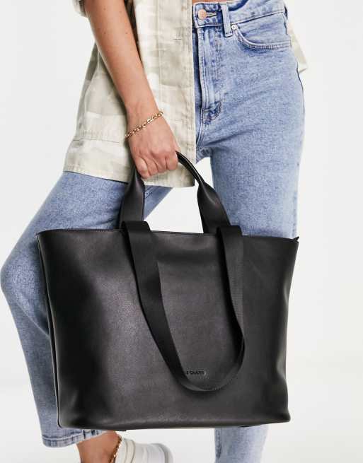 Smith & Canova leather tote bag in black | ASOS